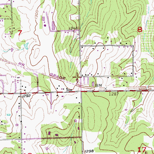 Topographic Map of Charity Free Will Baptist Church, OK