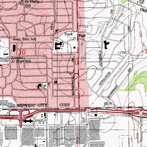 Topographic Map of Cornerstone Family Church, OK