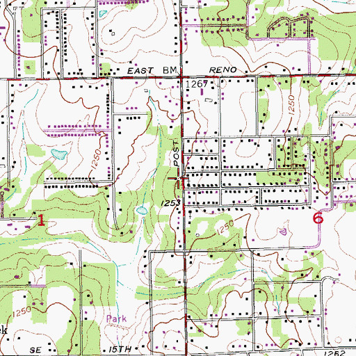 Topographic Map of First Missionary Baptist Church, OK