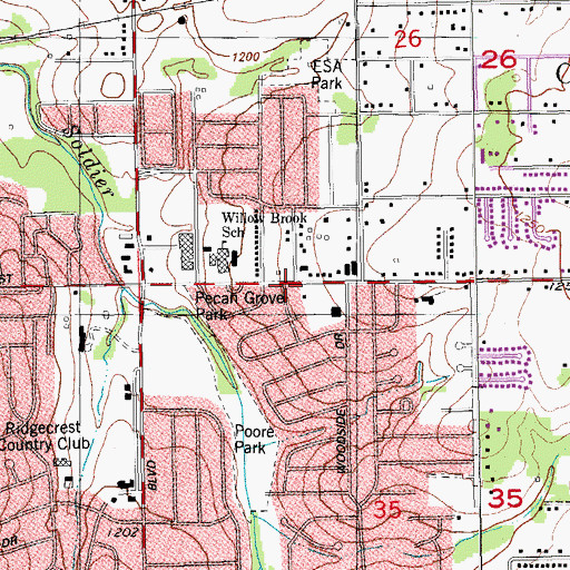 Topographic Map of Judah Fellowship Church, OK