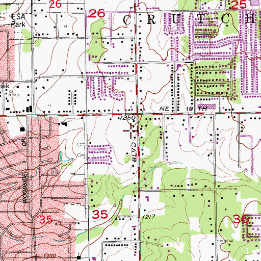 Topographic Map of Neighborhood Missionary Baptist Church, OK