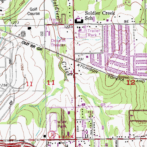 Topographic Map of Soldier Creek Baptist Church, OK