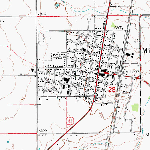 Topographic Map of First Baptist Church, OK