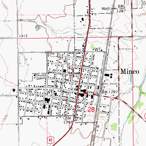 Topographic Map of Methodist Church, OK