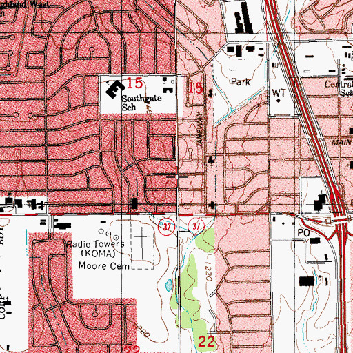 Topographic Map of Capitol Hill Full Gospel Church, OK