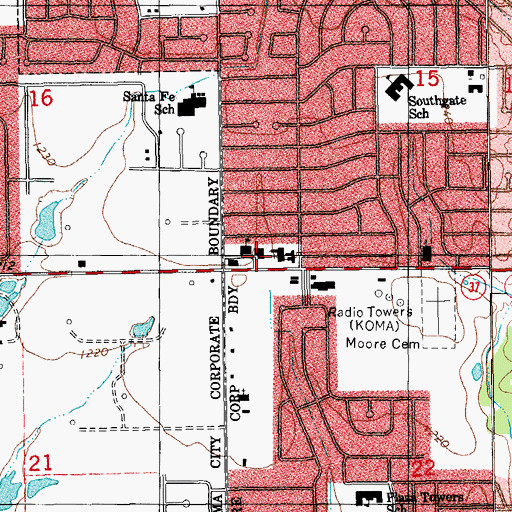 Topographic Map of Christian Life Fellowship Church, OK