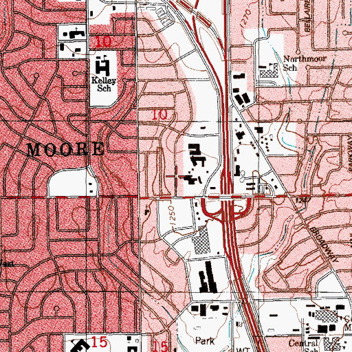 Topographic Map of First Christian Church-Moore, OK