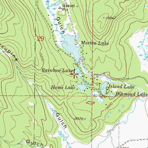 Topographic Map of Rainbow Lake, CO