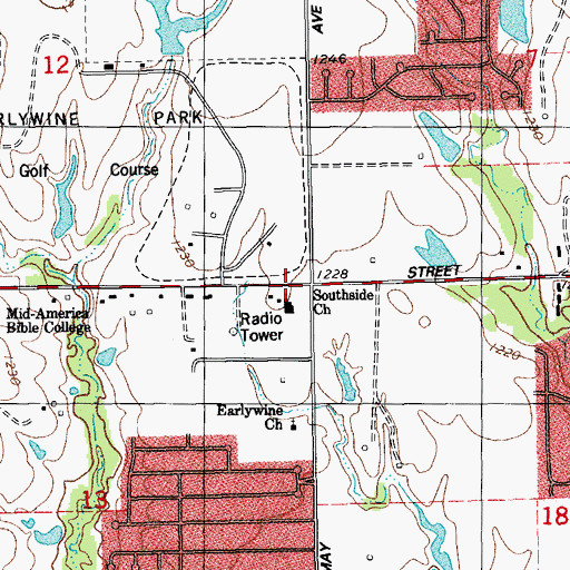 Topographic Map of Southpark Baptist Church, OK