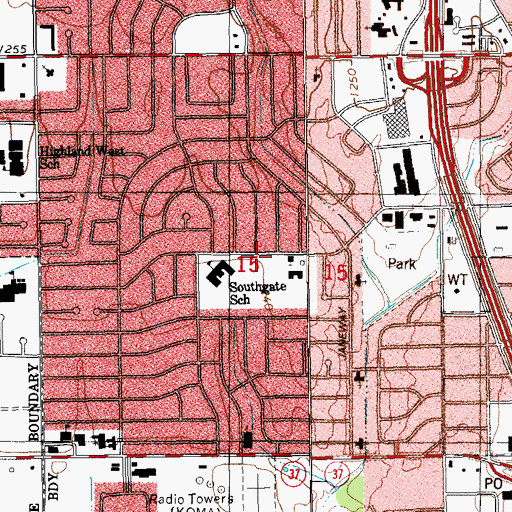 Topographic Map of Saint Andrews Catholic Church, OK