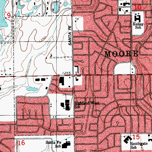 Topographic Map of Saint Johns Lutheran Church, OK