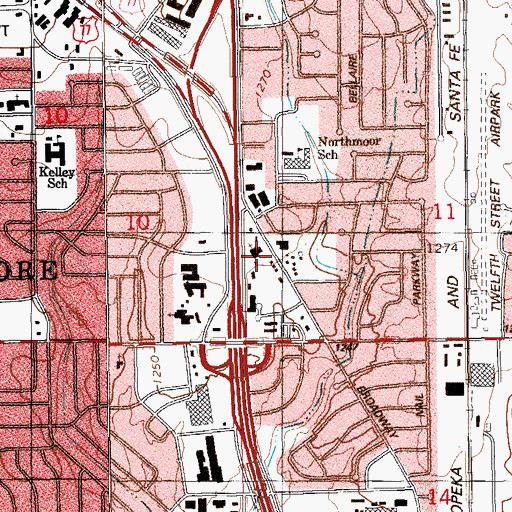 Topographic Map of Trinity Baptist Church-Moore, OK
