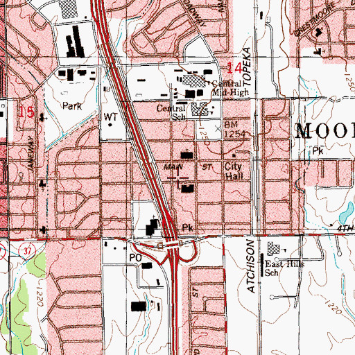 Topographic Map of Union Baptist Church, OK