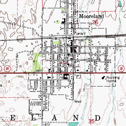 Topographic Map of First Baptist Church, OK