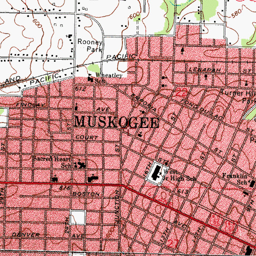 Topographic Map of Church of Christ, OK