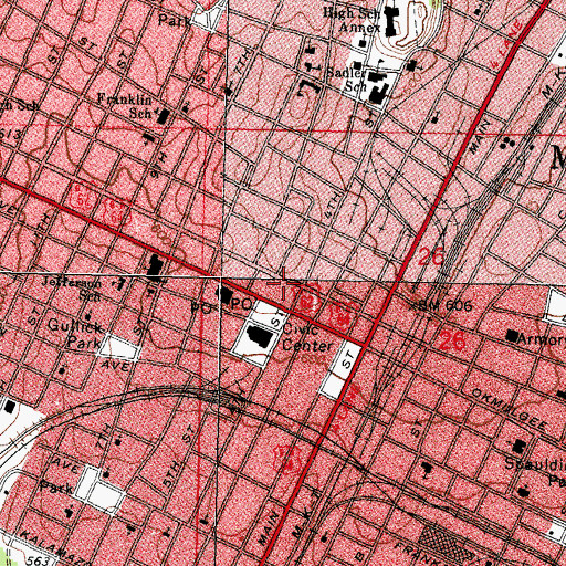 Topographic Map of Christian Center Church, OK