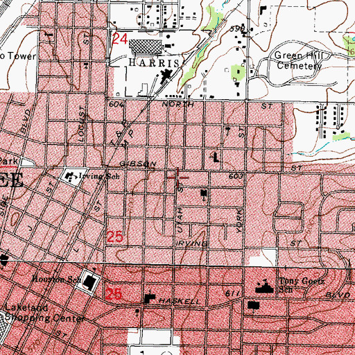 Topographic Map of Eastside Church of Christ, OK