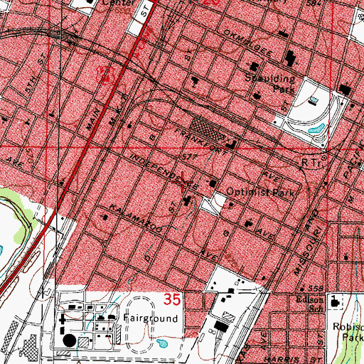 Topographic Map of Faith Deliverance Christian Church, OK