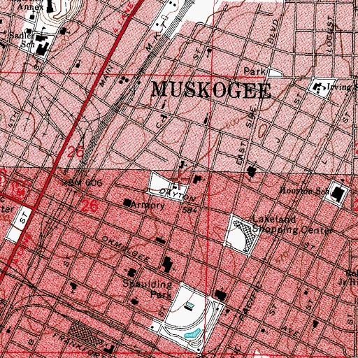 Topographic Map of First Church of the Nazarene, OK