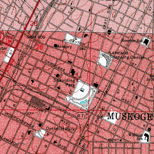 Topographic Map of First United Methodist Church, OK