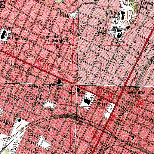 Topographic Map of Grace Episcopal Church, OK