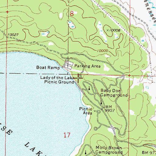 Topographic Map of Lady of the Lake Picnic Ground, CO
