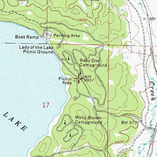 Topographic Map of Baby Doe Campground, CO