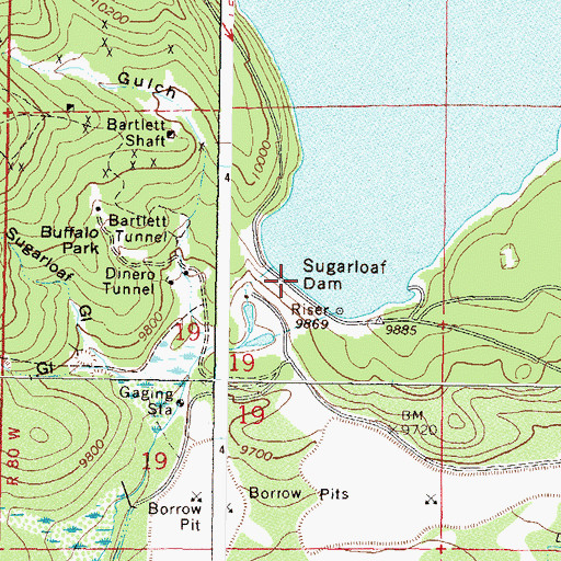 Topographic Map of Sugarloaf Dam, CO