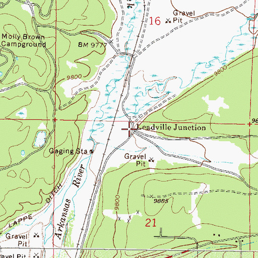 Topographic Map of Leadville Junction, CO