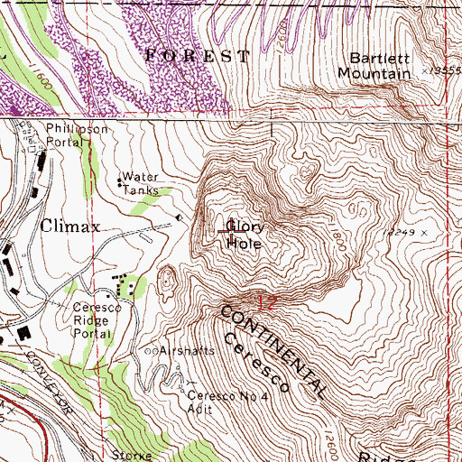 Topographic Map of Glory Hole, CO