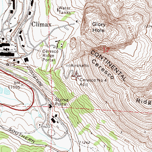 Topographic Map of Ceresco Number 4 Adit, CO