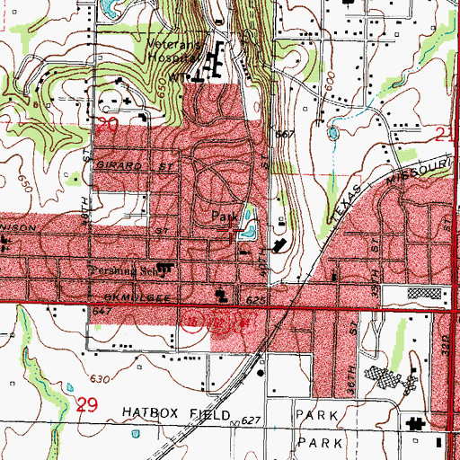 Topographic Map of Honor Heights United Methodist Church, OK