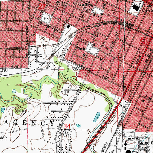 Topographic Map of Immanuel Baptist Church, OK
