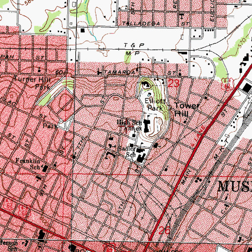 Topographic Map of Metropolitan Baptist Church, OK