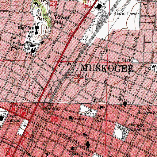 Topographic Map of Shiloh Baptist Church, OK