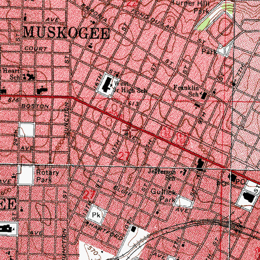 Topographic Map of Unity Center of Muskogee Church, OK
