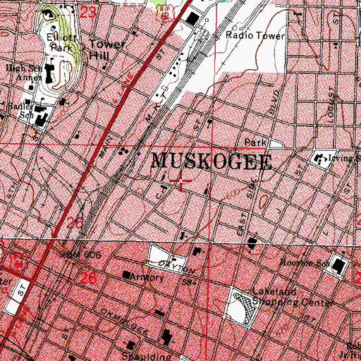 Topographic Map of Trinity United Methodist Church, OK
