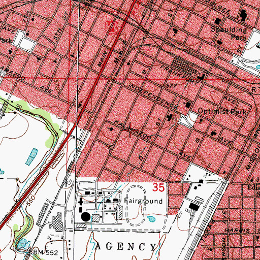 Topographic Map of Victory Pentecostal Church, OK