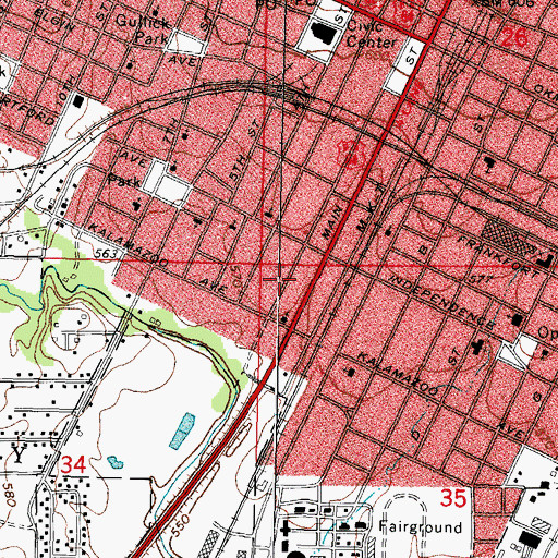 Topographic Map of Saint Mark Baptist Church, OK