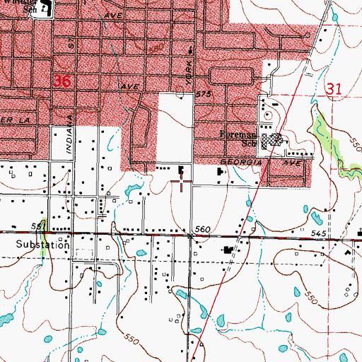 Topographic Map of York Street Christian Church, OK