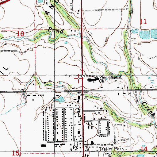 Topographic Map of First Baptist Church of Newcastle, OK
