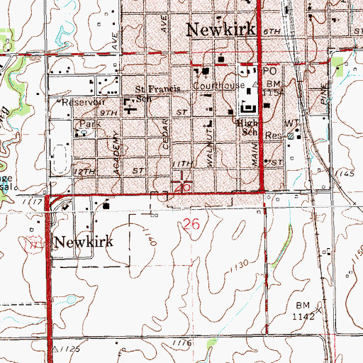 Topographic Map of Christs Church, OK