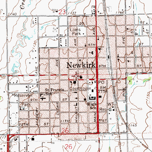 Topographic Map of First Baptist Church, OK