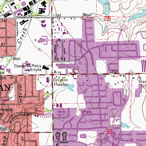 Topographic Map of Alameda Baptist Church, OK