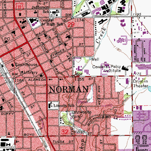 Topographic Map of Alameda Church of Christ, OK