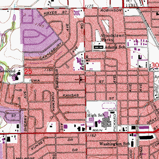 Topographic Map of Berry Road Baptist Church, OK