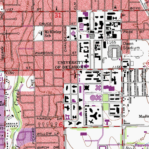 Topographic Map of Church of Christ Student Center, OK
