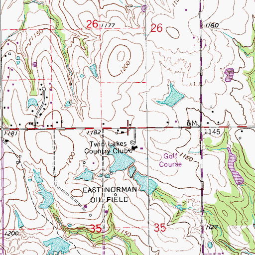 Topographic Map of Church of God Lakeside, OK