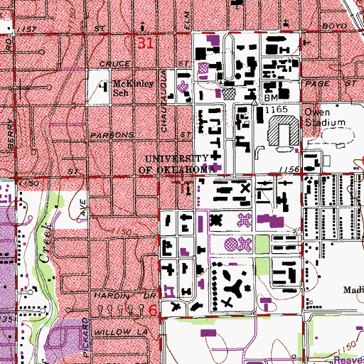 Topographic Map of University Lutheran Chapel, OK