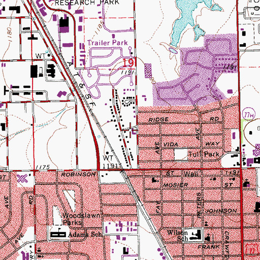 Topographic Map of Concord Missionary Baptist Church, OK